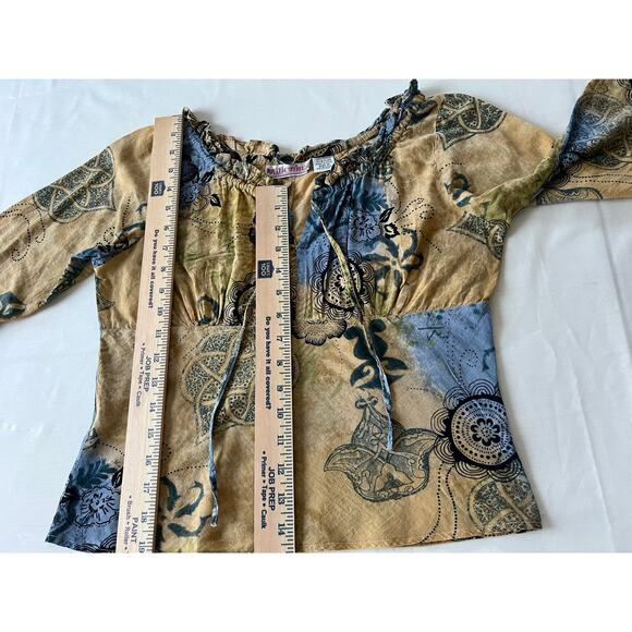 VTG Y2K Millenium top size medium flare sleeve 100% cotton - Picture 6 of 7